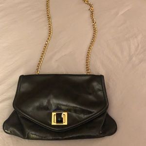 Beautiful black leather crossbody or clutch